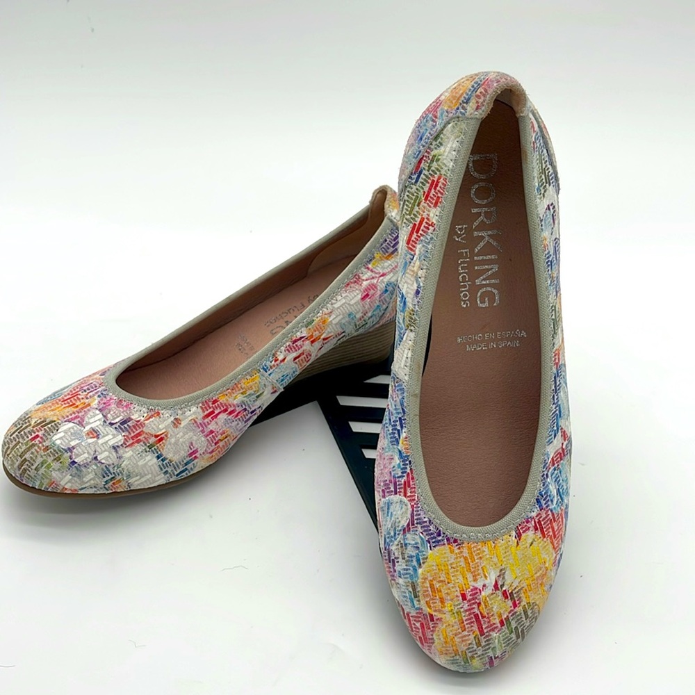 DORKING by Fluchos Made In Spain Floral Multicolor Wedge Shoes Women Size 36 US6